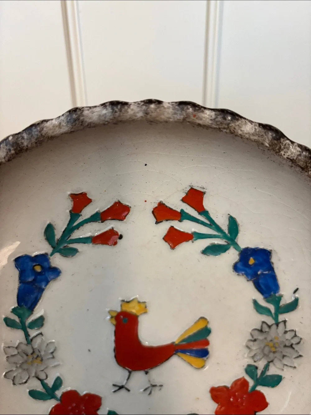 RARE Vintage Goebel Ceramic Plate with Colorful Rooster & Floral Design - Picture 5 of 8